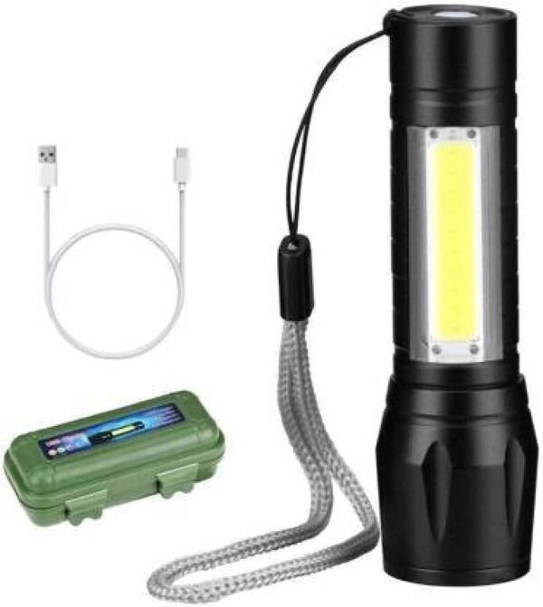 Ekan Sun Light LED Mini Waterproof Flashlight - 3 Modes, Pen Clip, Hanging Rope, Portable, Small Size (Black)