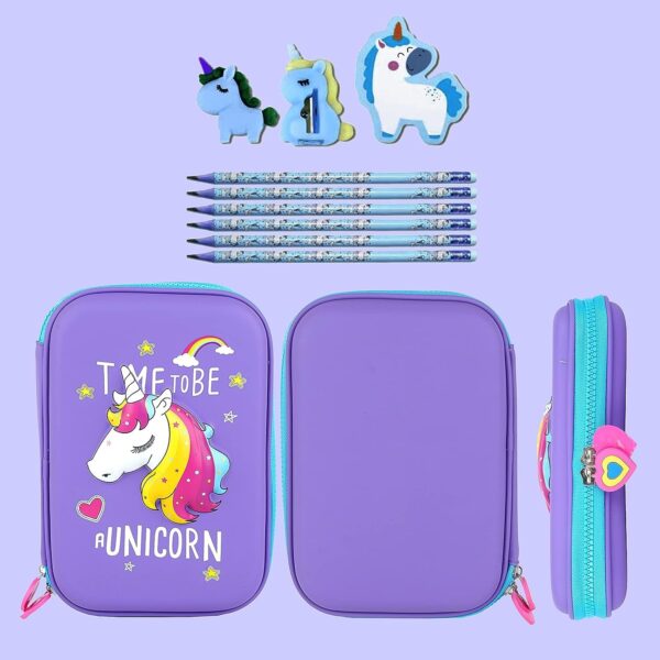 3D Unicorn Large Capacity Pencil Box with Compartments - School Supply Organizer - Image 5