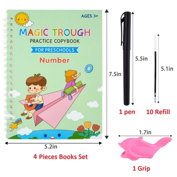 Sank Magic Practice Copybook Set - 4 Books, 10 Refills, Pen, and Grip for Preschoolers - Image 5