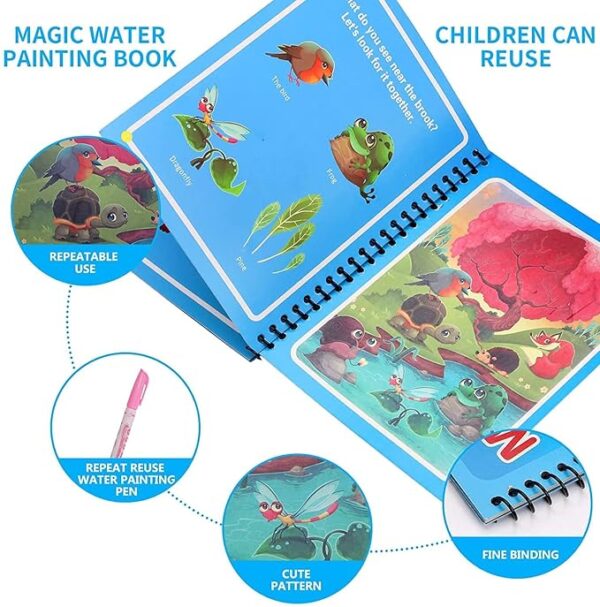 Magic Water Coloring Doodle Book Set with Reusable Quick-Dry Pens - Pack of 4 - Image 3