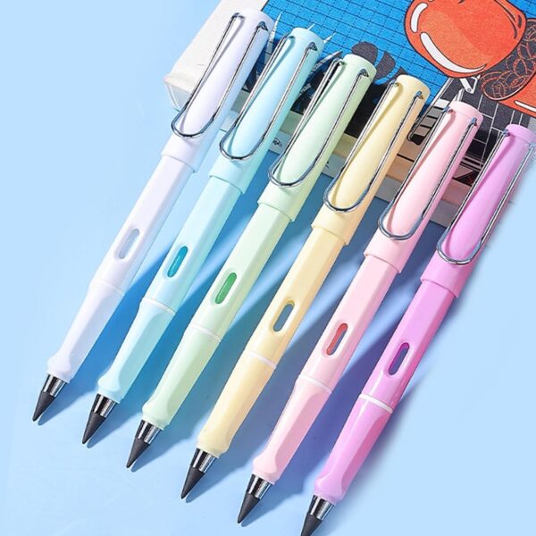 Magic Everlasting Pencils with Erasers - Pack of 6, Multicolor, Replaceable Nibs for Clear Handwriting