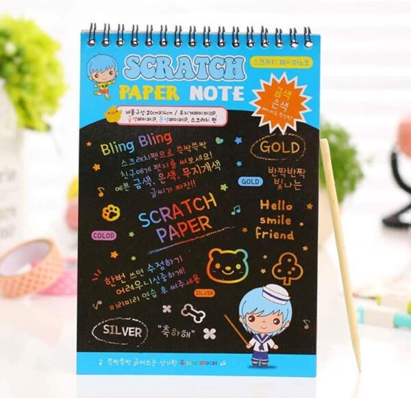 Kids Art Bundle Big Size 9x6 Inch Stationery Notebook with Sketch Scratch Paper and Wooden Pencil - Image 2