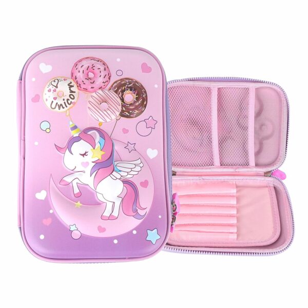 3D Unicorn Large Capacity Pencil Box with Compartments - School Supply Organizer