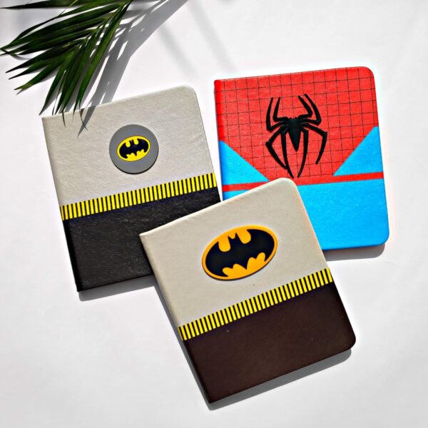 Superhero Series Hardcover Diary with Pen - Superman & Spiderman Theme, Birthday Gift for Boys