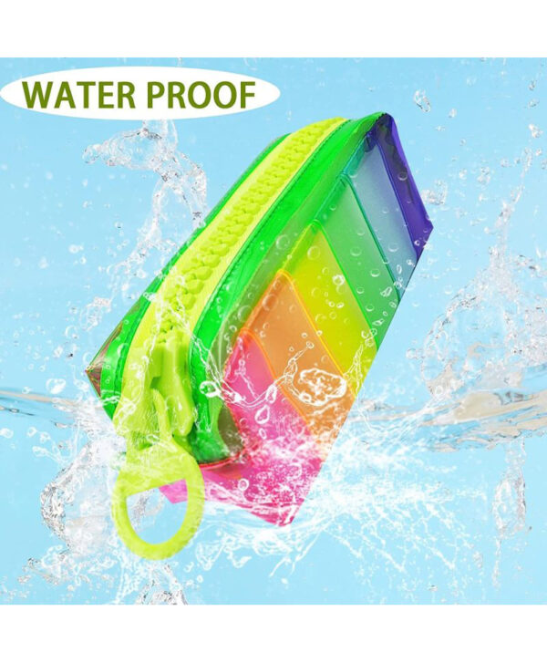 Big Zip Rainbow Neon PVC Clear Pencil Case for Stationery and Cosmetics - Image 3