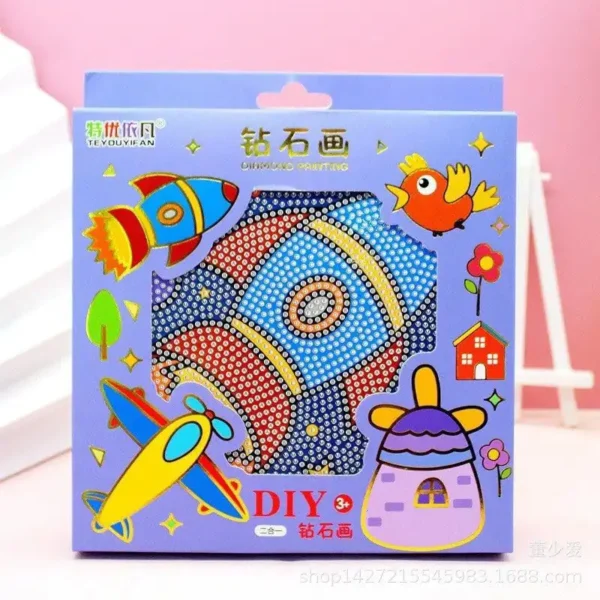 DIY Diamond Painting Stickers: Kids' Mosaic Art Kit (Pack of 2) - Educational Cartoon Puzzle & Birthday Gifts - Image 4