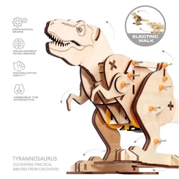 Dinosaur 3D Wooden Educational DIY Assembly Puzzle For Kids - Image 2