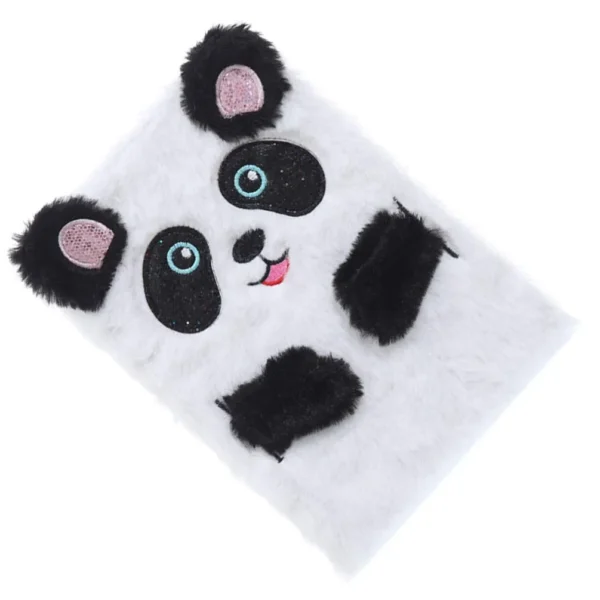 Panda Plush Notebook: Faux Fur Hardcover Diary for Kids - Writing Pad, School Stationery (White) - Image 4