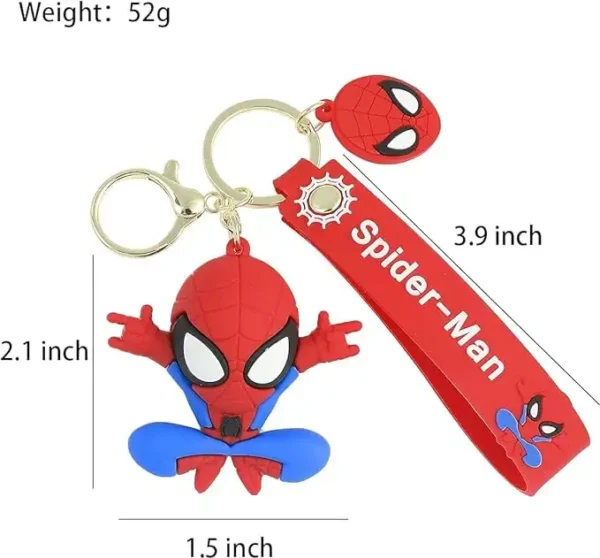 Spider-Man 3D Rubber Keychain with Lanyard Hook - Marvel Avengers PVC Silicone, Multi-Colored - Image 2