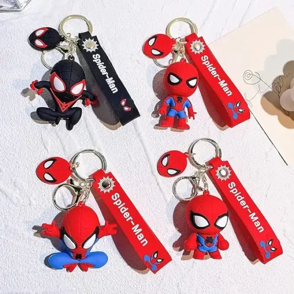 Spider-Man 3D Rubber Keychain with Lanyard Hook - Marvel Avengers PVC Silicone, Multi-Colored - Image 3